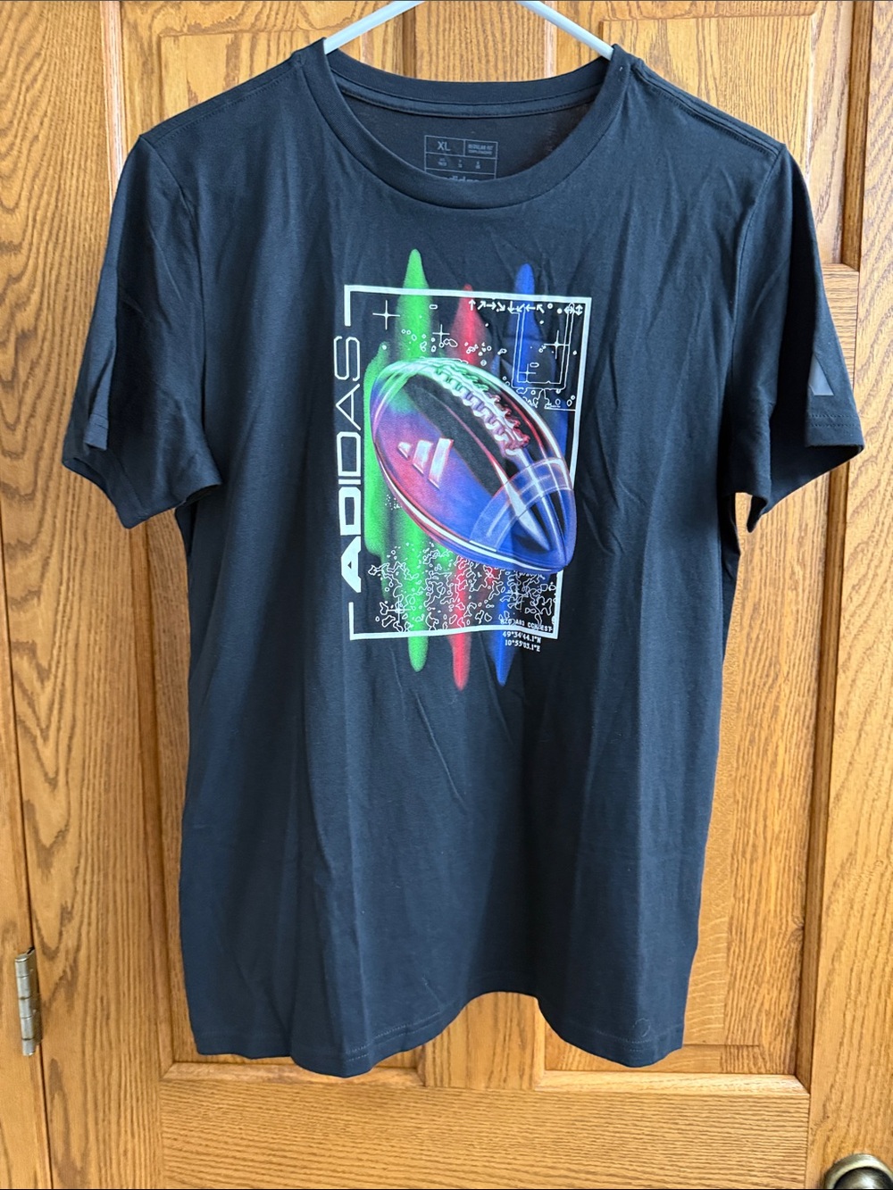adidas Black Short-Sleeve Tee with Football Graphic
